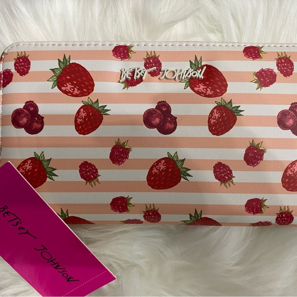 Betsey Johnson Handbags - Betsey Johnson Pink and White Strawberry Wristlet